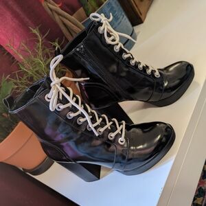 Stylish Black Lace-Up Ankle Boots